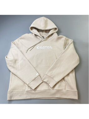 Kirkland Signature Hoodie Unisex Men’s XL Women’s XXL Beige Spellout Cozy Costco